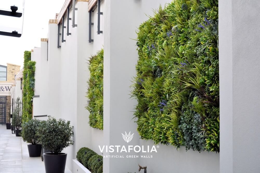 Apartment complex with outdoor artificial living walls