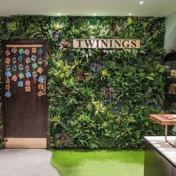 Commercial artificial living wall panel at twinnings area