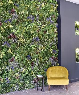 Reading area enhanced with an artificial plant wall