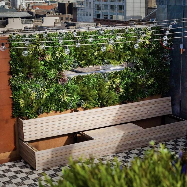 Commercial artificial living wall in a restuarant